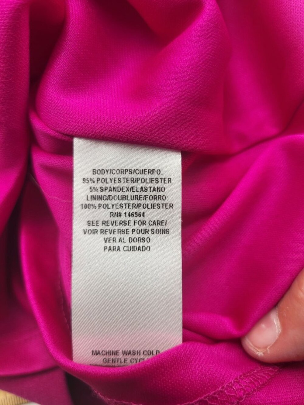 Julia Jordan SZ 6 Fuchsia V-Neck Sheath Dress 3/4 Sleeves Pleated Cascade Ruffle - Picture 8 of 8